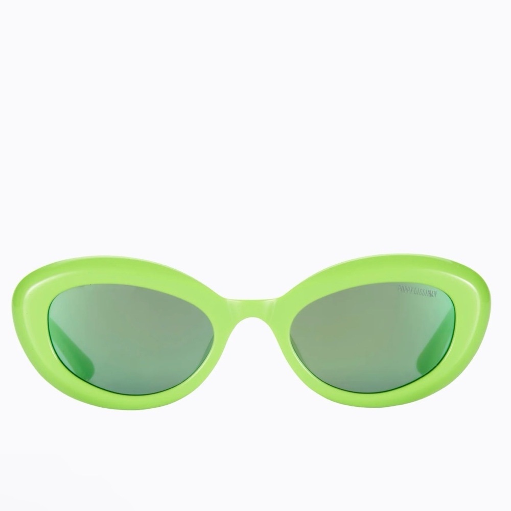 NWT Poppy Lissiman Mimi Mirrored Sunglasses in Neon Green